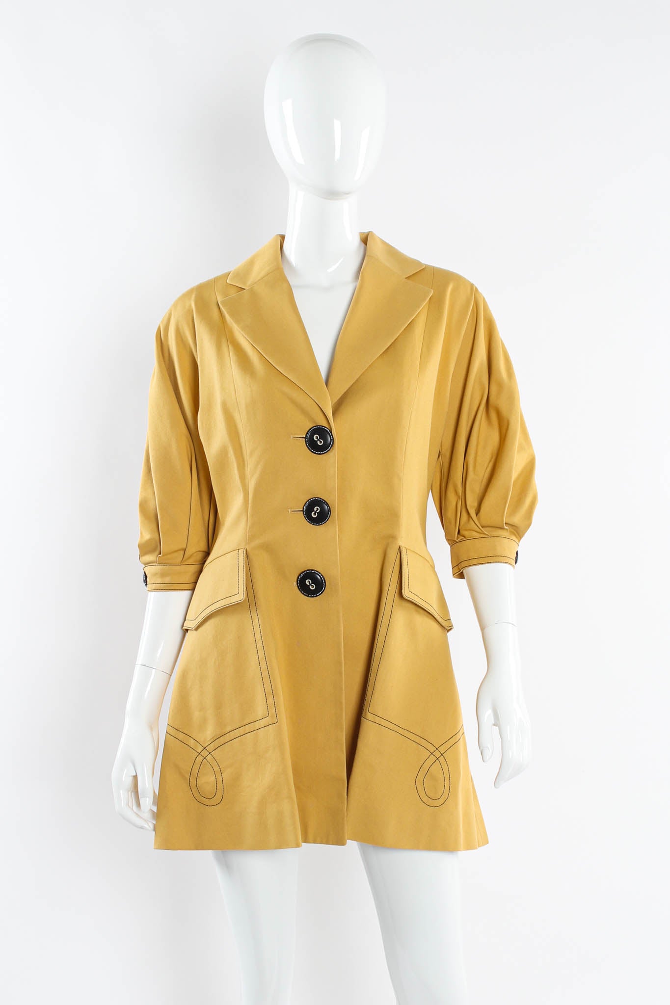 Vintage Christian Dior Golden Blazer & Skirt Suit Set blazer mannequin front @ Recess Los Angeles