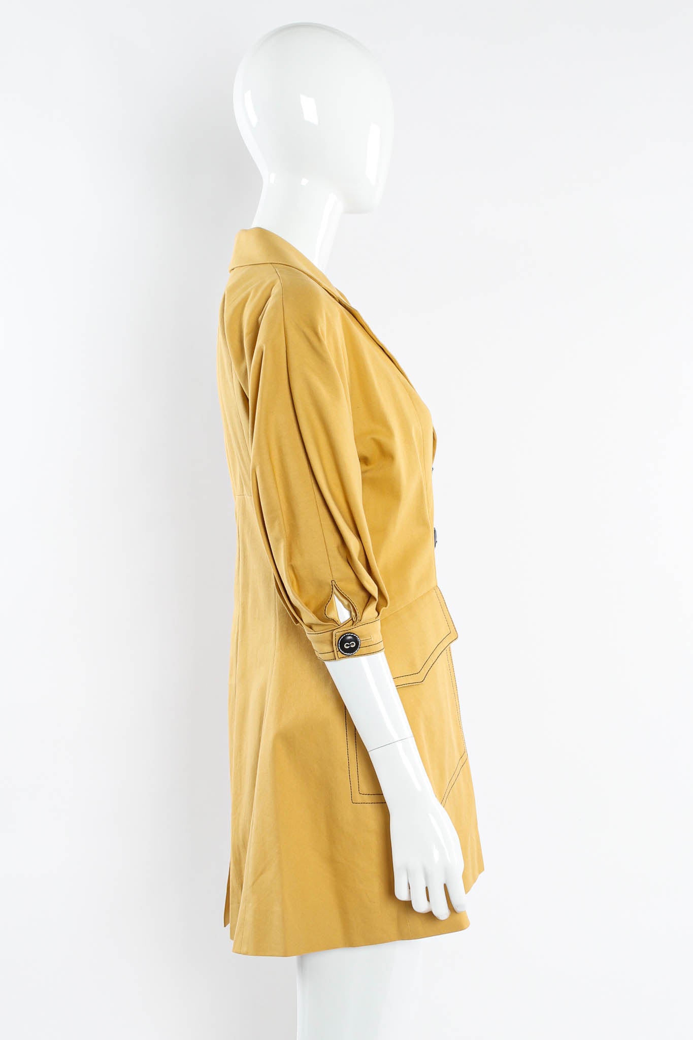Vintage Christian Dior Golden Blazer & Skirt Suit Set blazer mannequin side @ Recess Los Angeles
