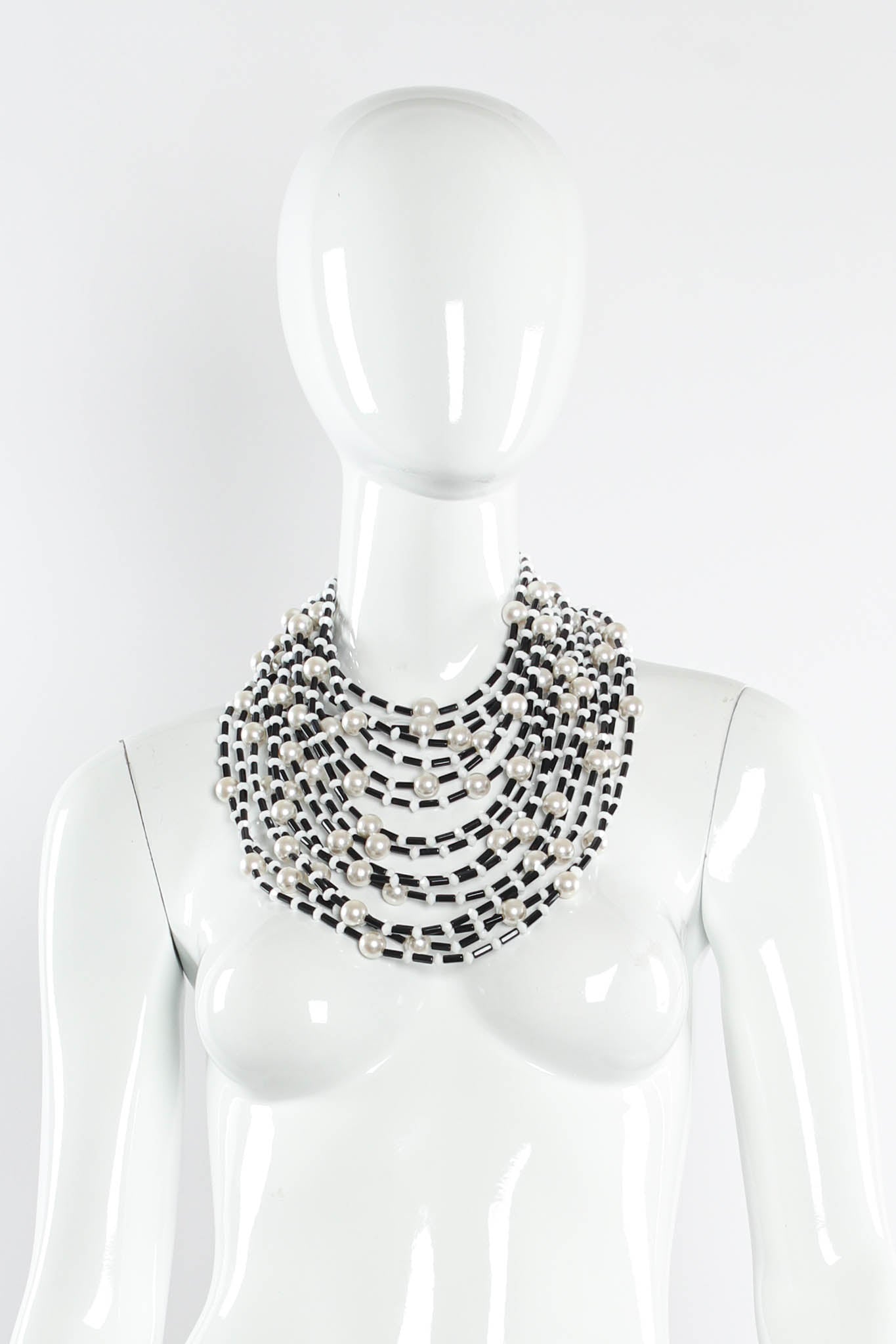 Vintage Diva Pearl Waterfall Bib Necklace mannequin front @ Recess Los Angeles