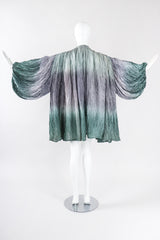 Recess Los Angeles Designer Consignment Vintage Divine Madness by Kathleen Ocean Mist Ombré Organza Draped Crinkle Jacket