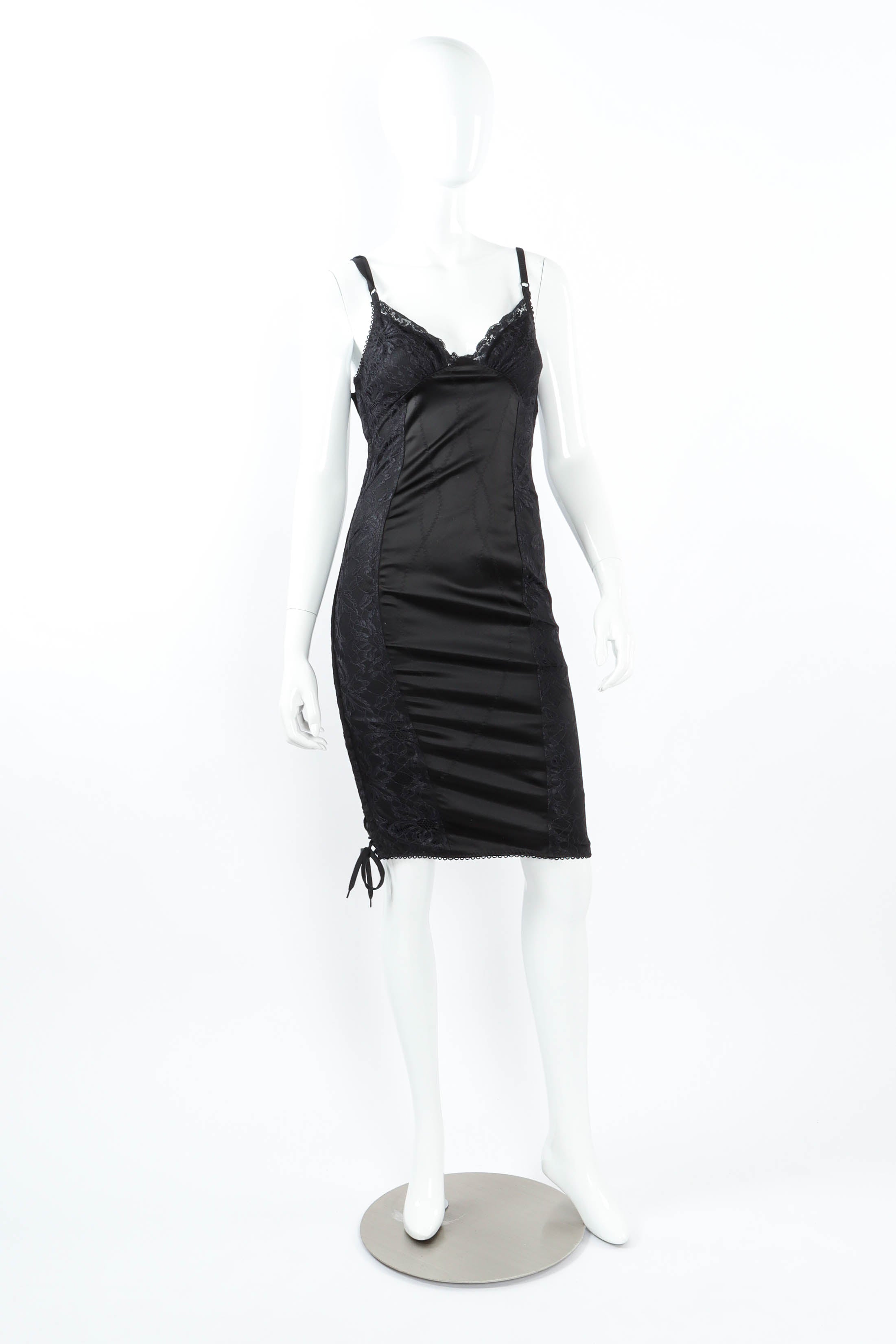 Dolce & Gabbana Lace Up Satin Slip Dress mannequin front @ Recess LA
