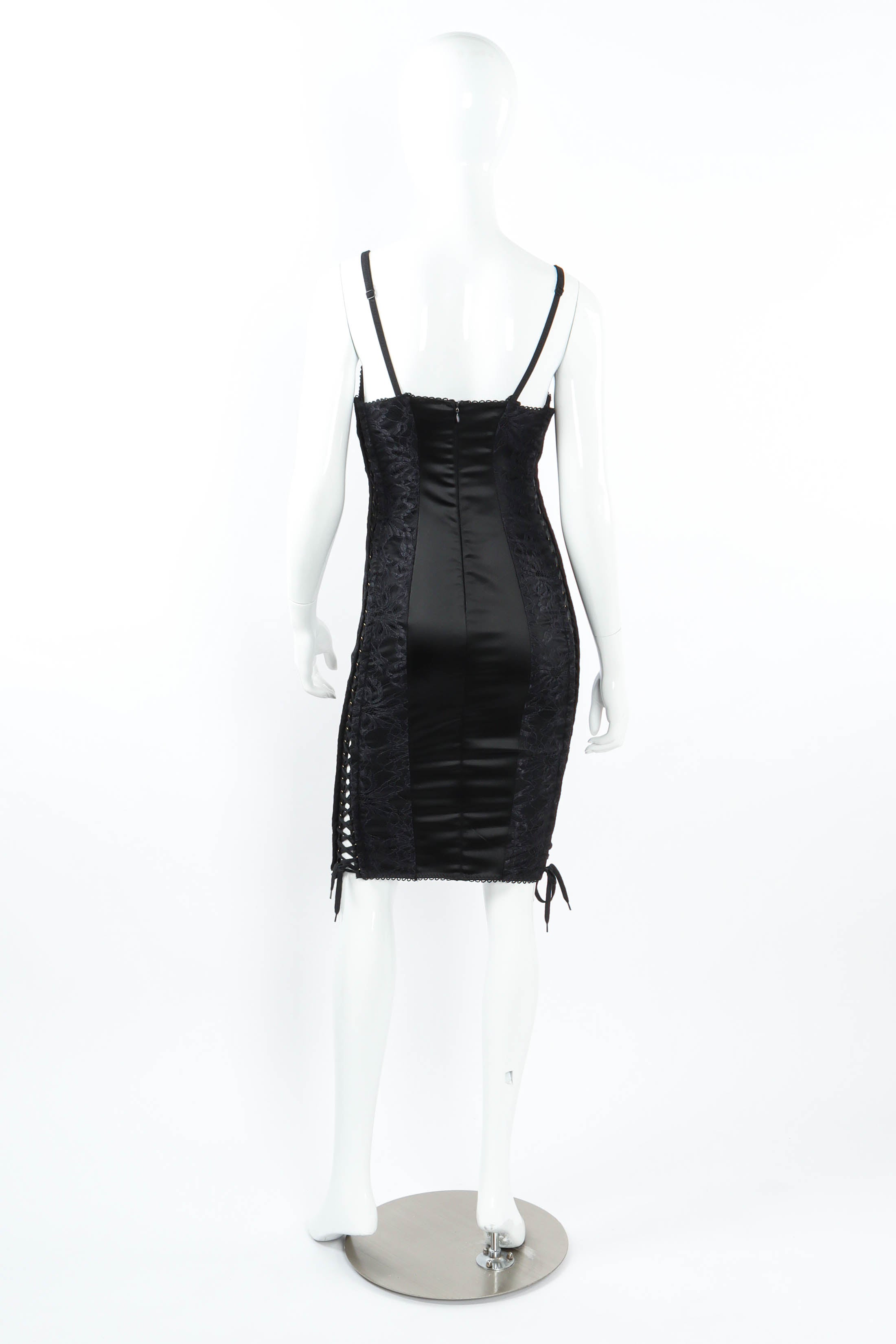 Dolce & Gabbana Lace Up Satin Slip Dress mannequin back @ Recess LA