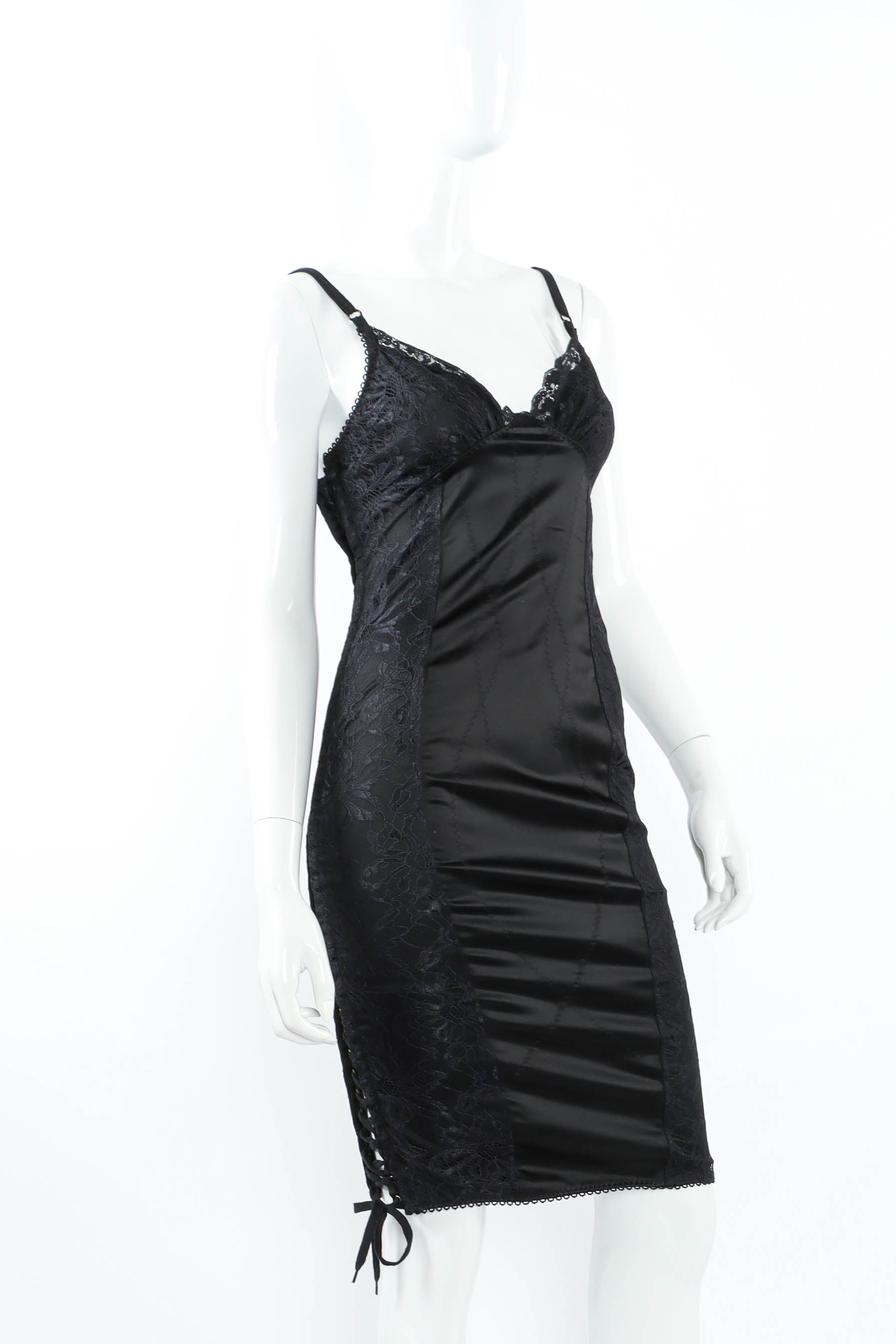 Vintage Dolce & Gabbana Provocative Sexy Lace Up Satin Slip Dress – Recess