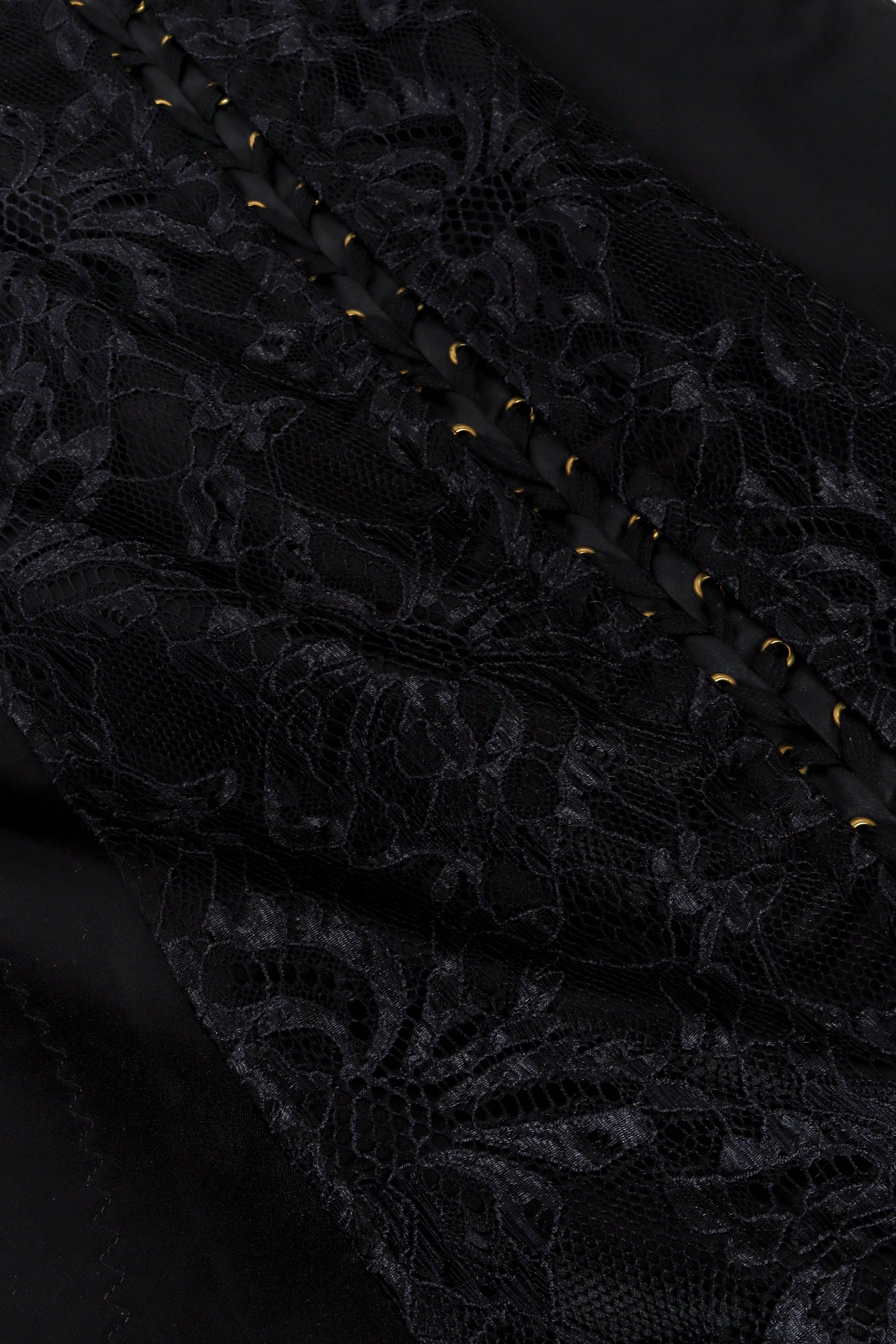 Dolce & Gabbana Lace Up Satin Slip Dress lace & satin detail @ Recess LA