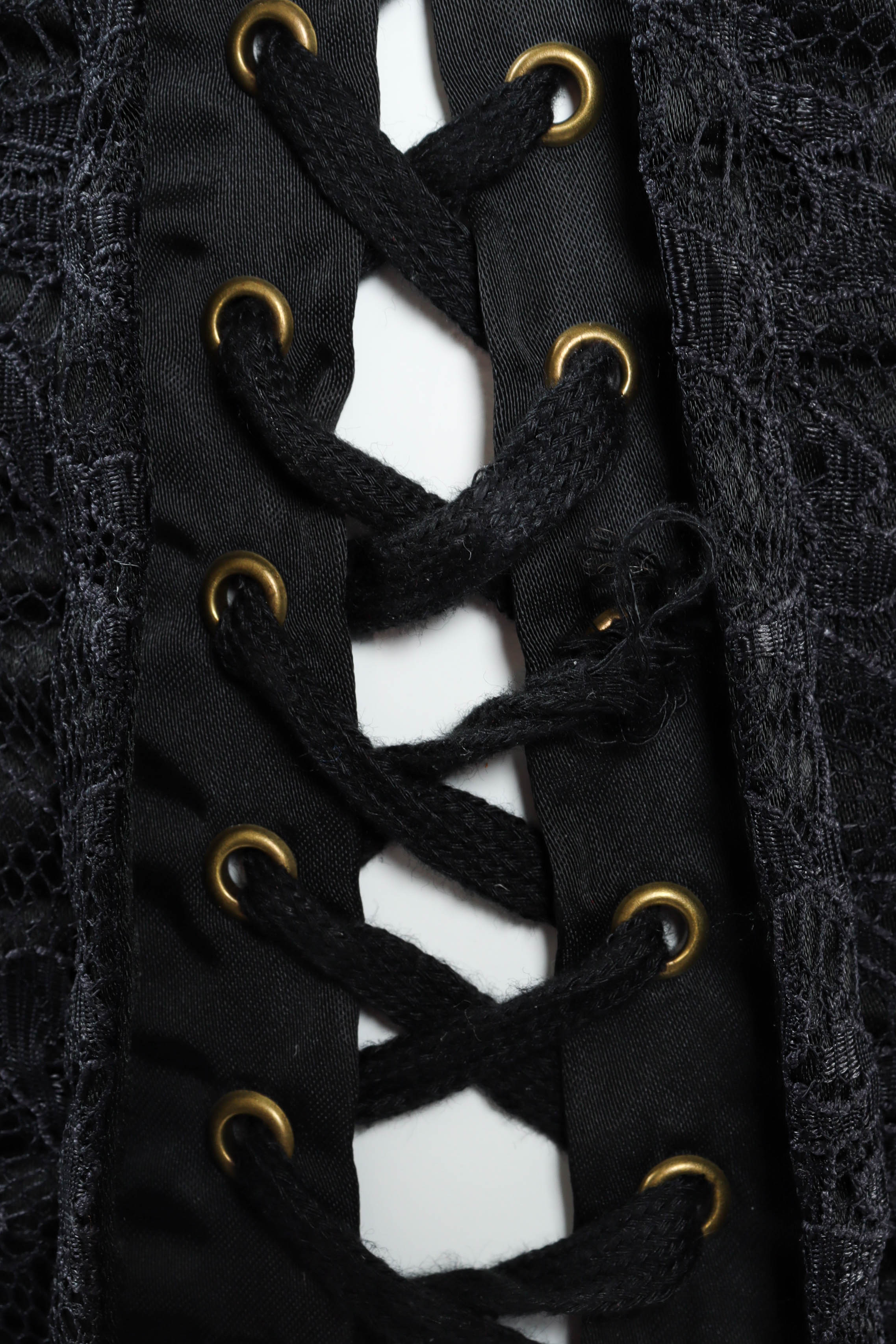 Dolce & Gabbana Lace Up Satin Slip Dress lace distressed detail  @ Recess LA