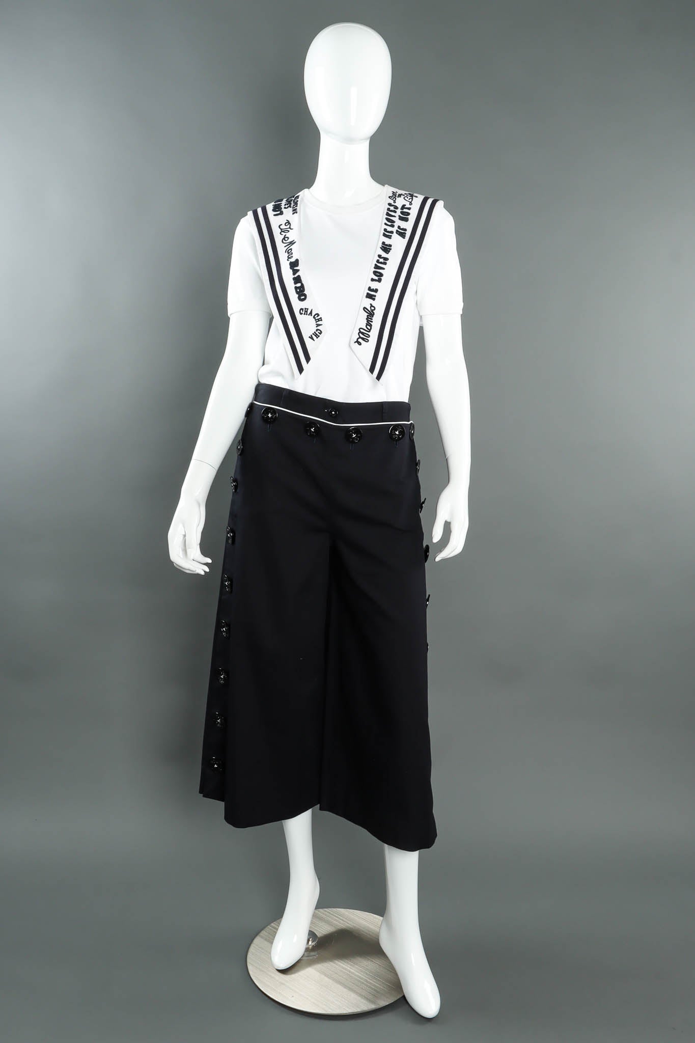 Vintage Dolce & Gabbana Anchor Sailor Culotte Pant set mannequin front @ Recess Los Angeles