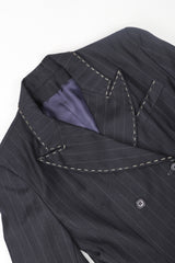 Recess Vintage Dolce & Gabbana charcoal Pinstripe jacket on white background, collar detail