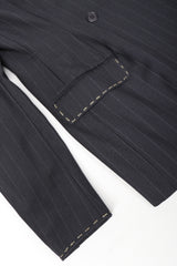Recess Vintage Dolce & Gabbana charcoal Pinstripe jacket on white background, pocket detail