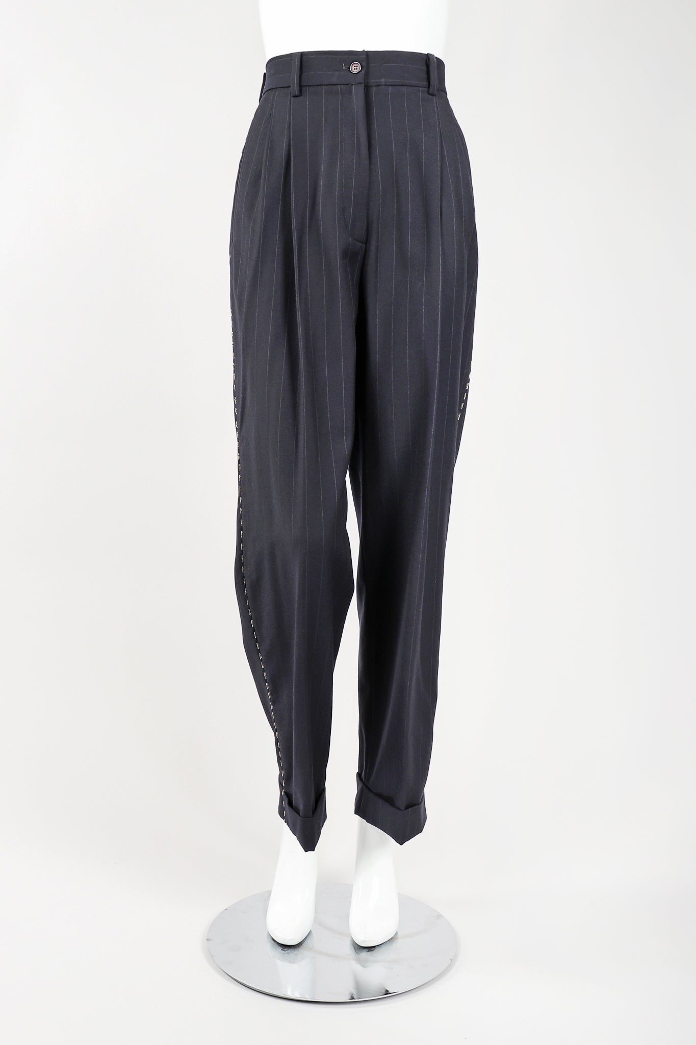 Recess Vintage Dolce & Gabbana charcoal Pinstripe Pant on mannequin, front