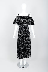 Vintage Dolce & Gabbana Polka Dot Cold Shoulder Ruffle Dress on Mannequin front at Recess