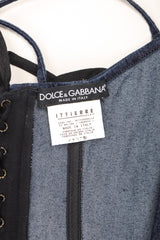 Recess Los Angeles Vintage Dolce & Gabbana 90s Stretch Denim Corset Slip Dress