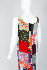 Vintage Dolce & Gabbana Spring/Summer 1993 Collection Patchwork Mermaid Gown on Mannequin, Angled