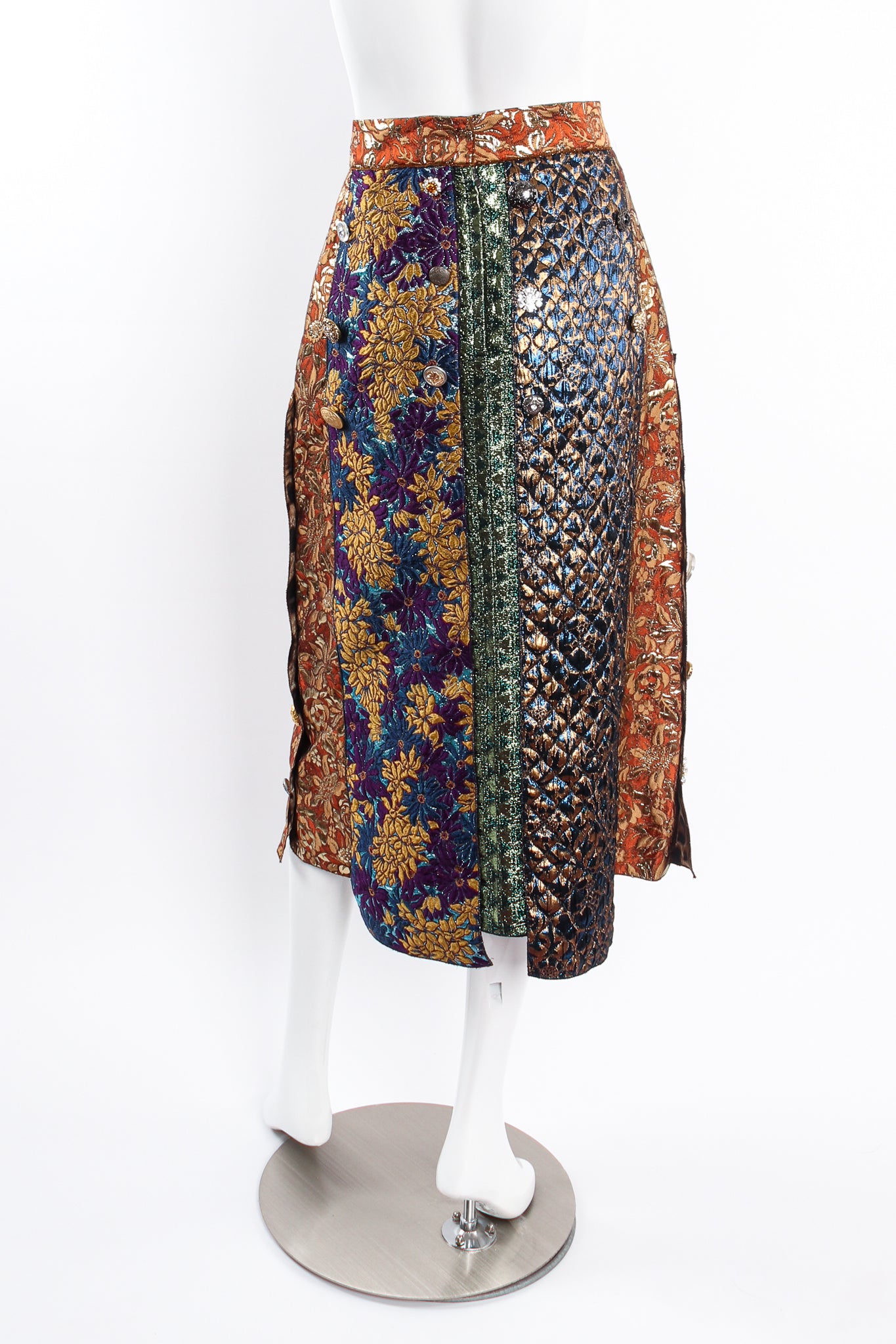 Vintage Dolce & Gabbana Brocade Pieced Panel Midi Skirt on mannequin back at Recess Los Angele