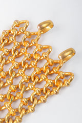 Recess Vintage Dominique Aurientis Gold chain link choker necklace on grey background, hook detail