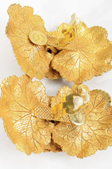 Vintage Dominique Aurientis Gold Leaf Cluster Pearl Earrings backside at Recess Los Angeles