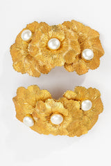 Vintage Dominique Aurientis Gold Leaf Cluster Pearl Earrings at Recess Los Angeles