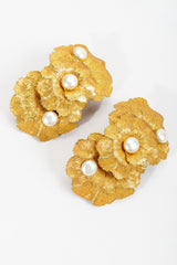 Vintage Dominique Aurientis Gold Leaf Cluster Pearl Earrings at Recess Los Angeles