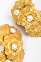 Vintage Dominique Aurientis Gold Leaf Cluster Pearl Earrings at Recess Los Angeles