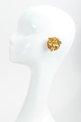 Vintage Dominique Aurientis Gilded Leaves Button Earrings on Mannequin at Recess Los Angeles