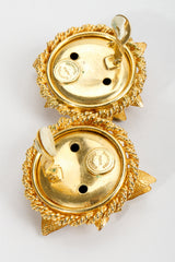 Vintage Dominique Aurientis Gilded Leaves Button Earring clip back