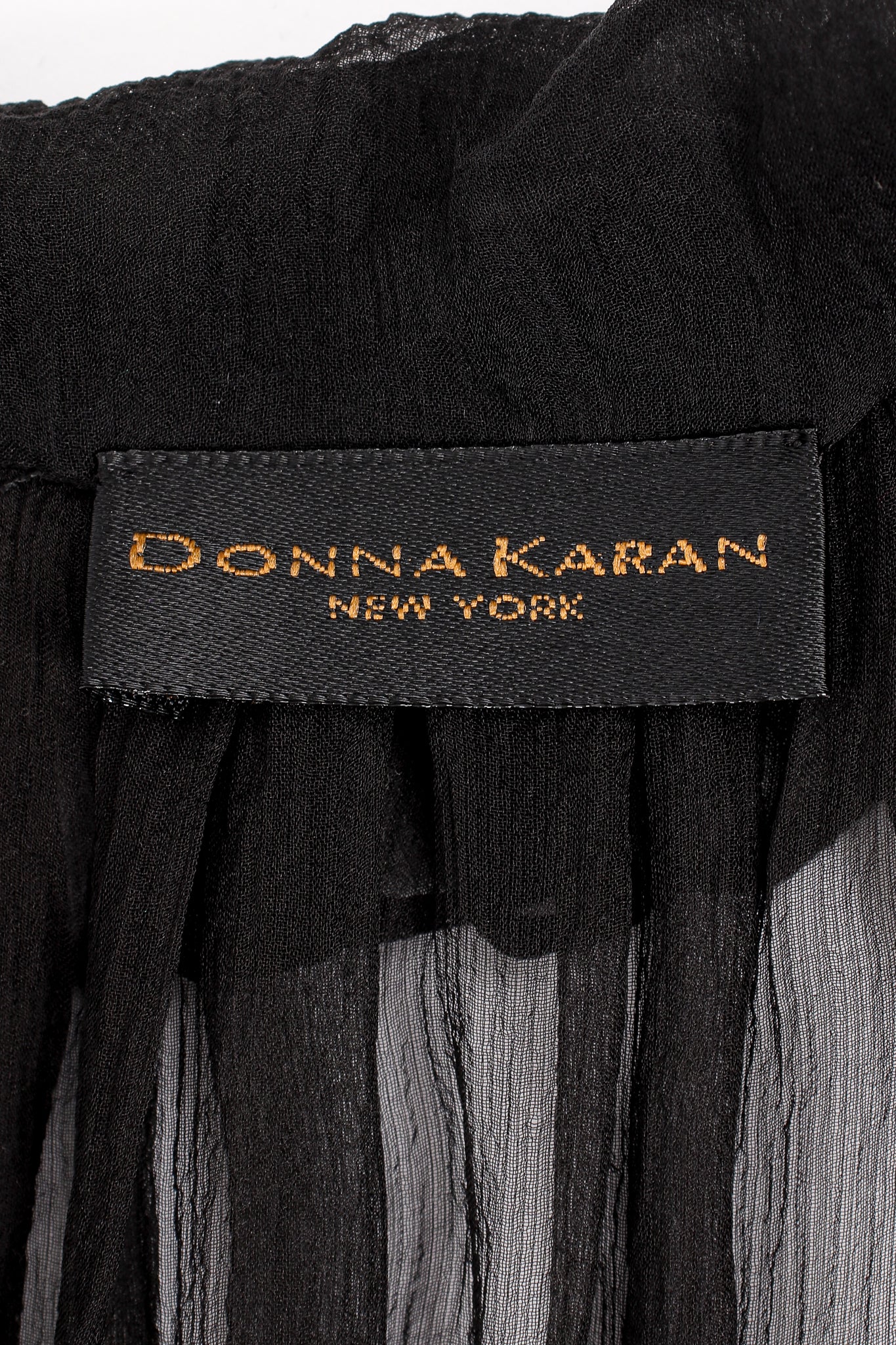 Vintage Donna Karan Chiffon Ruffle Illusion Bodysuit label at Recess Los Angeles