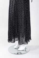 Recess Los Angeles Vintage Donna Karan Diamond Dot Silk Chiffon Sheer Bias Dress