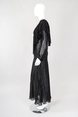 Recess Los Angeles Vintage Donna Karan Diamond Dot Chiffon Sheer Bias Dress