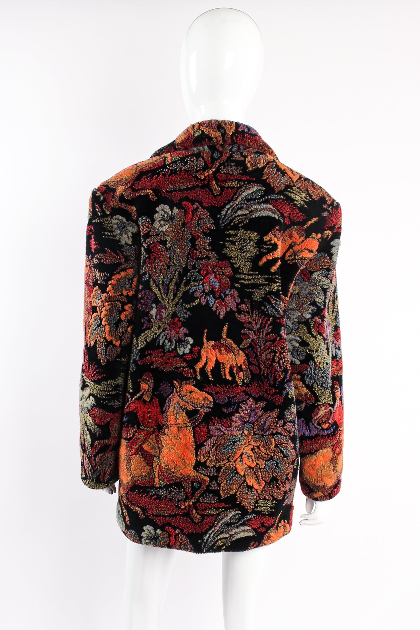 Vintage Donny Brook Rainbow Plush Cocoon Jacket on mannequin back at Recess Los Angeles