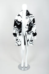Vintage Donny Brook Oversized Face Print Faux Fur Coat Front Closed at Recess