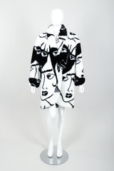 Vintage Donny Brook Oversized Face Print Faux Fur Coat Front Closed at Recess