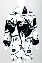 Vintage Donny Brook Oversized Face Print Faux Fur Coat Front Crop at Recess
