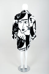 Vintage Donny Brook Oversized Face Print Faux Fur Coat Back at Recess