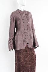 Vintage Dries Van Noten Floral Silk Jacket, Vest, & Skirt Set mannequin close w/ jacket @ Recess LA