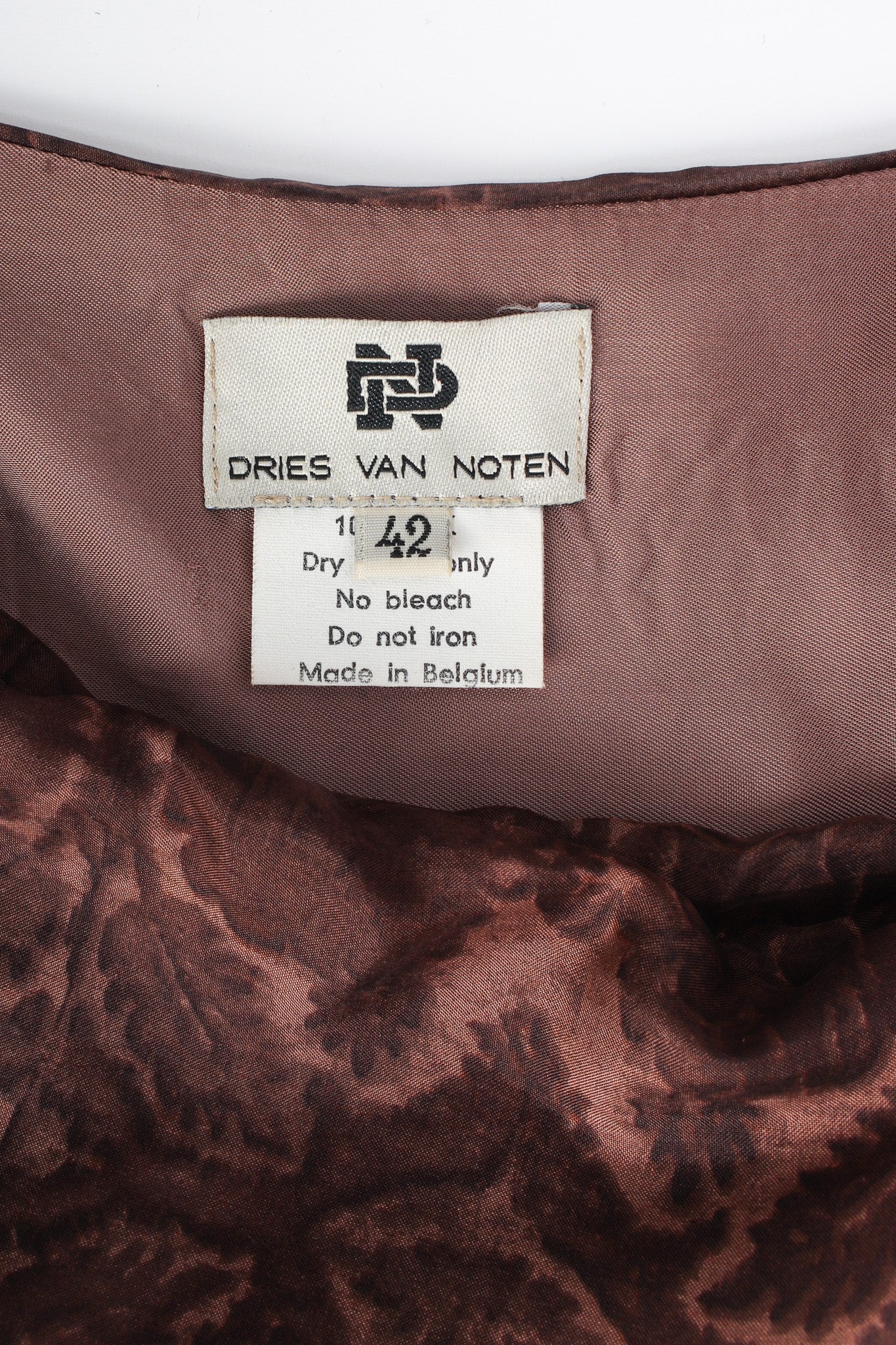 Vintage Dries Van Noten Floral Silk Jacket, Vest, & Skirt Set tag @ Recess LA