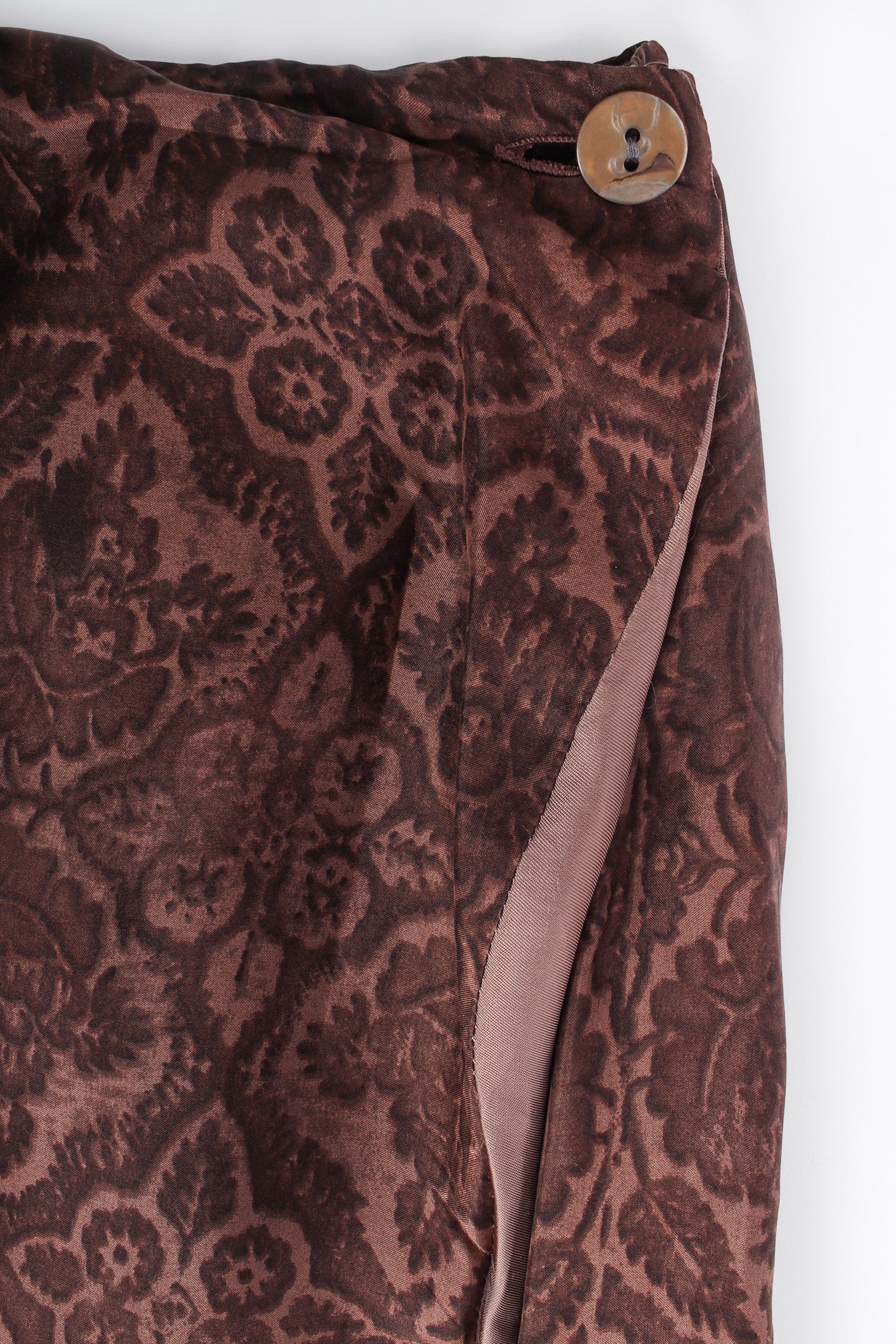 Vintage Dries Van Noten Floral Silk Jacket, Vest, & Skirt Set skirt button @ Recess LA
