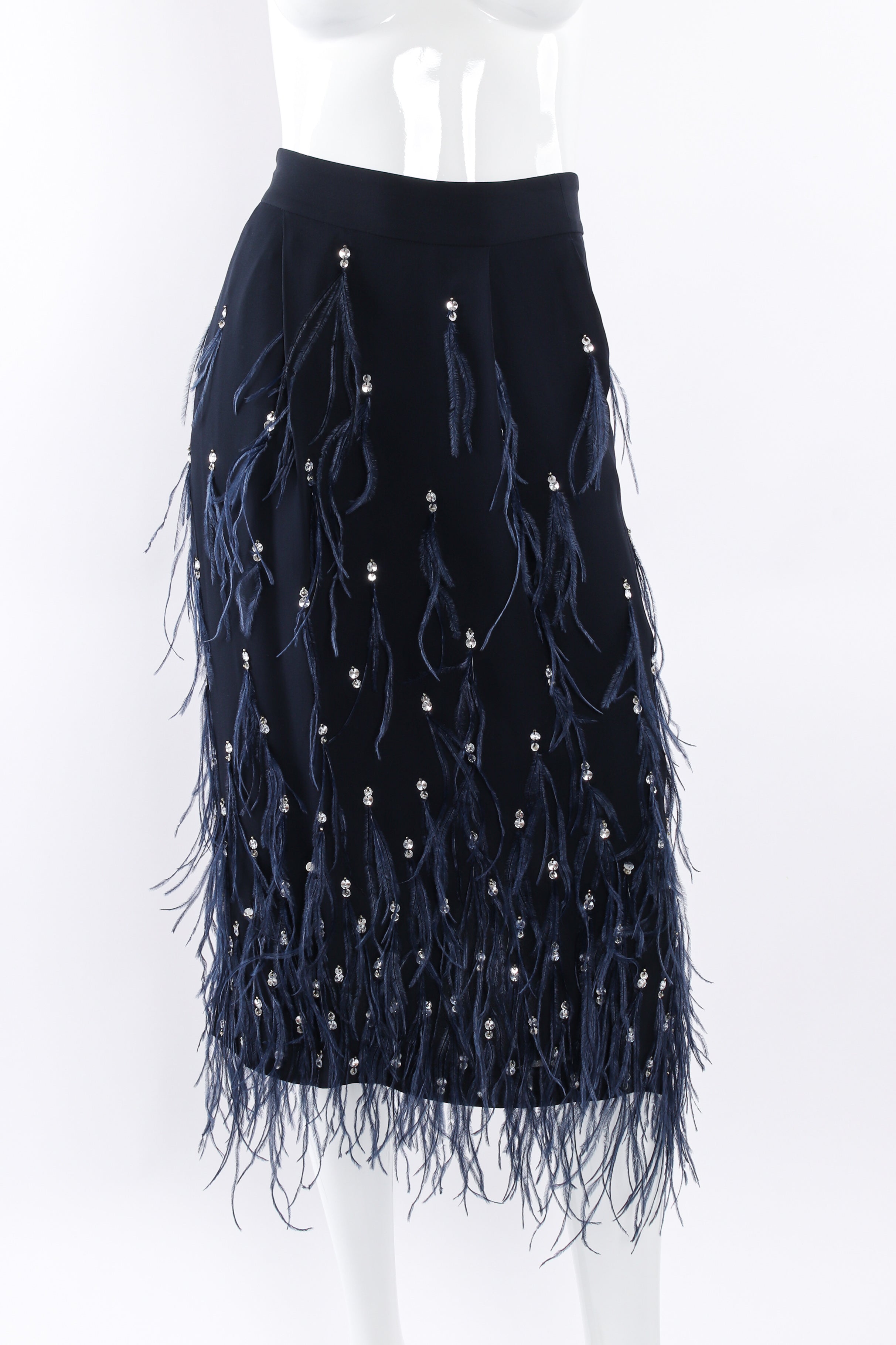 Vintage Dries Van Noten Sequin Ostrich Feather Skirt front close up  @ Recess LA