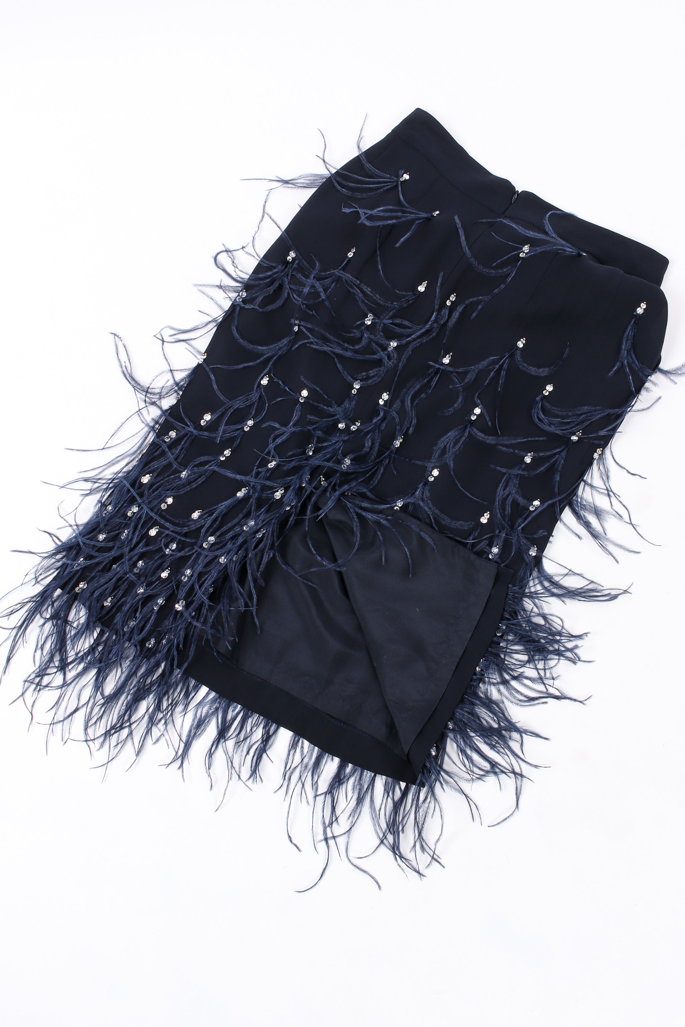 Vintage Dries Van Noten Sequin Ostrich Feather Skirt flat lay @ Recess LA