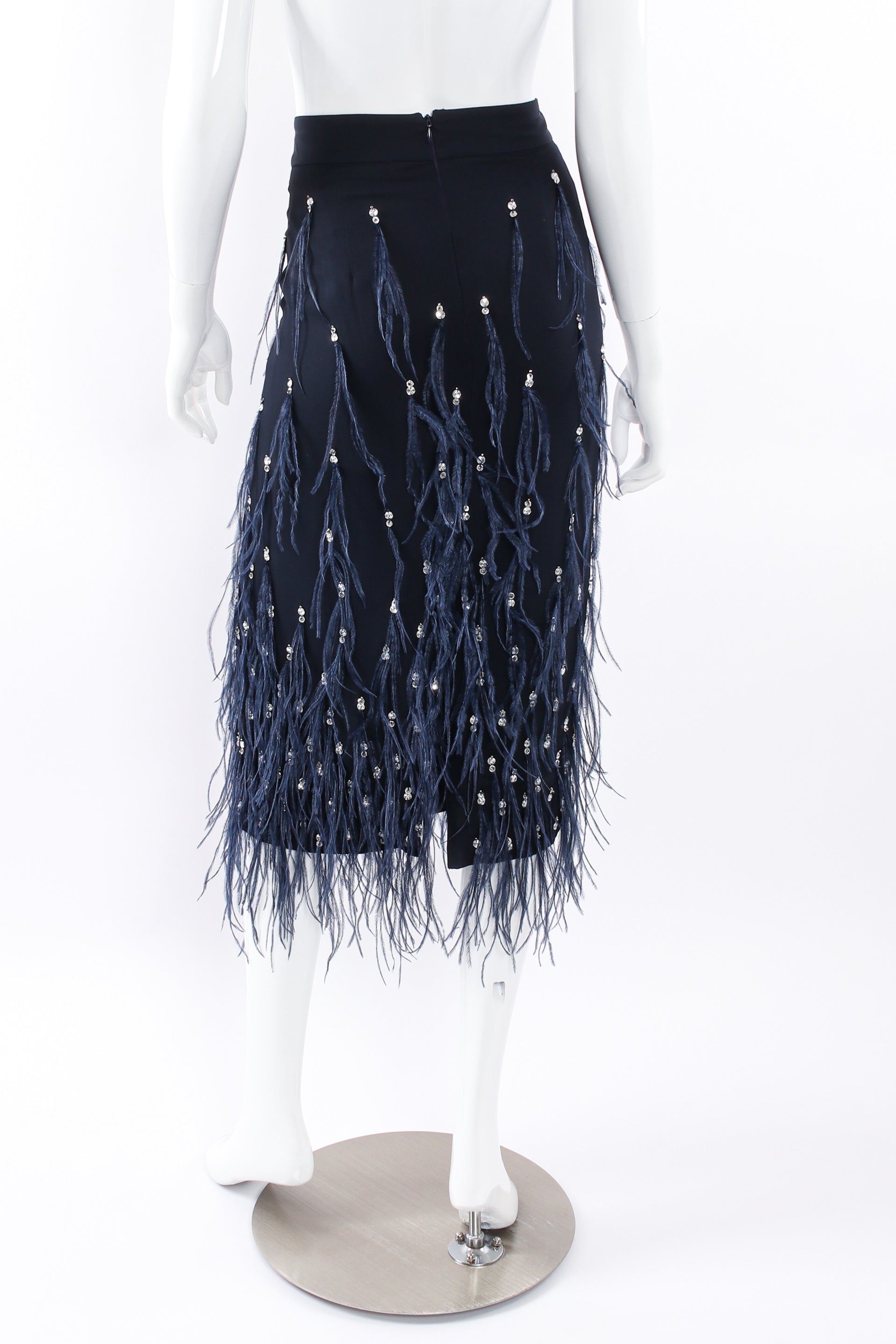 Vintage Dries Van Noten Sequin Ostrich Feather Skirt mannequin back @ Recess LA