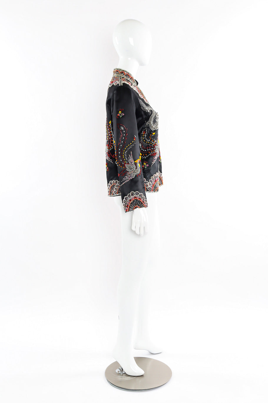 Vintage Dynasty Dragon Phoenix Embellished Silk Jacket side on mannequin @recessla