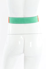 Wide sueded leather color block belt by Escada on mannequin back @recessla