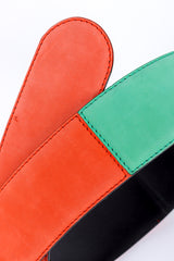 Wide sueded leather color block belt by Escada stitching @recessla