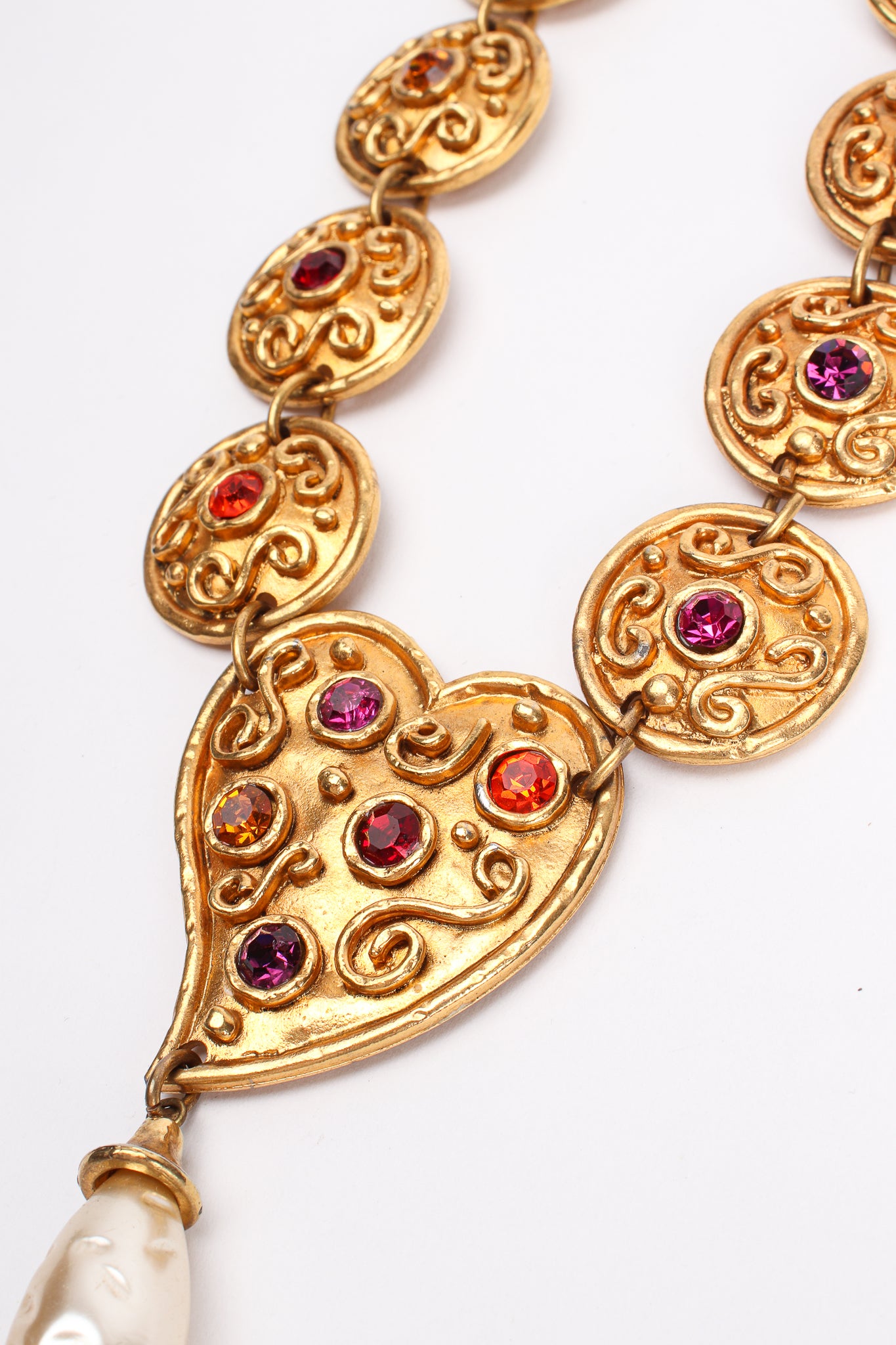 Vintage Edouard Rambaud Heart Medallion Necklace detail at Recess Los Angeles