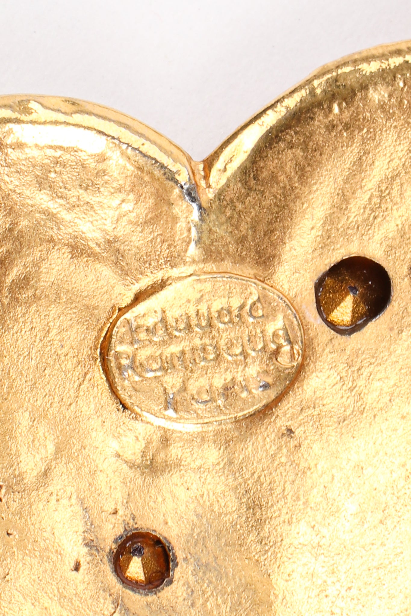 Vintage Edouard Rambaud Heart Medallion Necklace signature cartouche at Recess Los Angeles