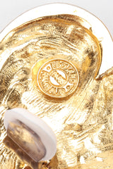 Recess Los Angeles Vintage Edouard Rambaud 80s Oversized Gold Heart Obsidian Drop Earrings