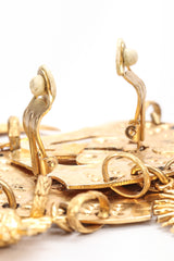 Recess Vintage Edouard Rambaud Gold Etruscan Chandelier Earrings, Clip Back Close Up
