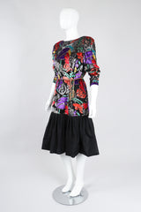 Recess Los Angeles Vintage Helga for Elizabeth Arden Salon Floral Velvet Lamé Burnout Dress