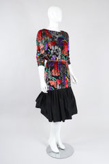 Recess Los Angeles Vintage Helga for Elizabeth Arden Salon Floral Velvet Lamé Burnout Dress