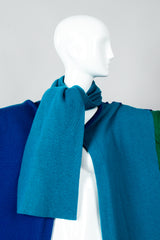 Vintage Elizabeth Arden The Salon Colorblock Batwing Knit Cape Coat on Mannequin neck at Recess