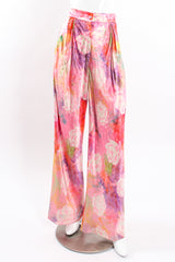 Vintage Emanuel Ungaro Parallèle Floral Silk 3-Pc Leisure Set on Mannequin pant front @ Recess LA