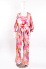 Vintage Emanuel Ungaro Parallèle Floral Silk 3-Pc Leisure Set on mannequin front open @ Recess LA